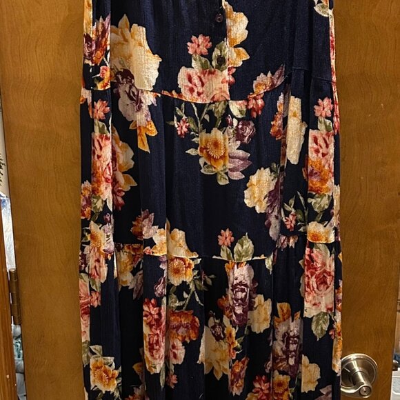 Rokoko Blue Floral Print Sleeveless Maxi Dress Button Up Top Size Small - Picture 2 of 2